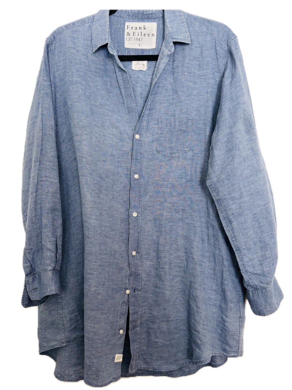 Frank & Eileen Mary Relaxed Light Blue Chambray Button-Up Shirt Large Italy